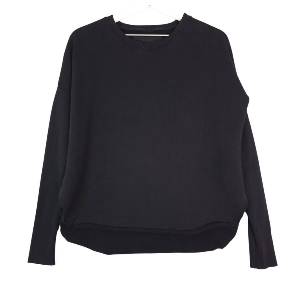 Frank & Eileen Tee Lab Sweatshirt Women XS Black Cotton Raw Hem Oversized